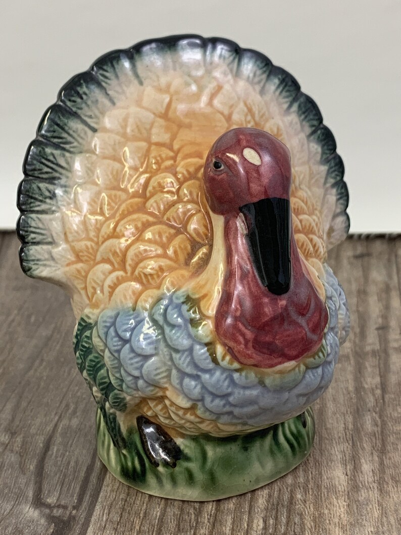 Small Ceramic Turkey Planter Vintage Ceramic Tukey Vase Etsy