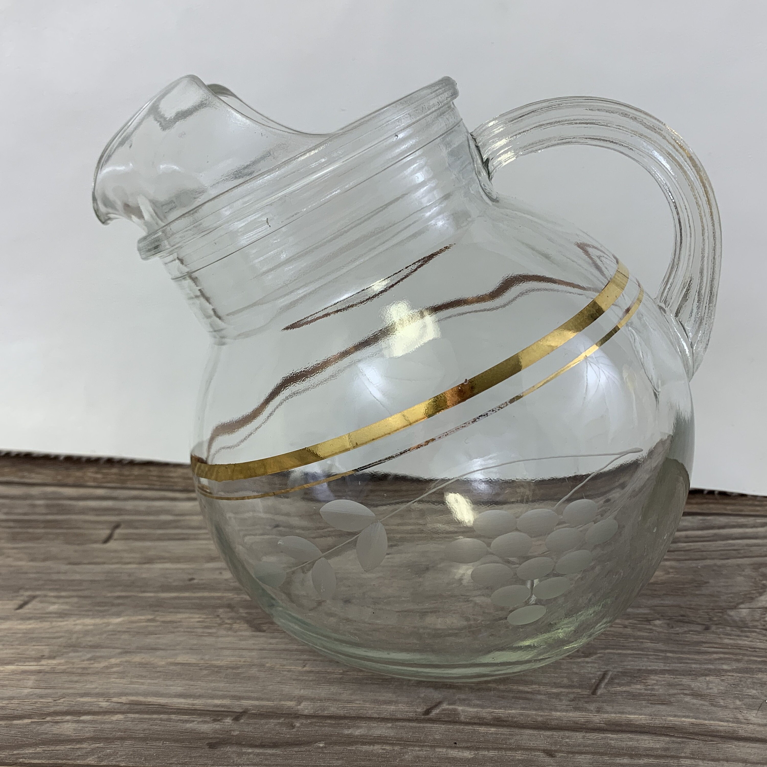 Vintage Ball Glass Juice Pitcher With Grape Pattern Etsy Canada