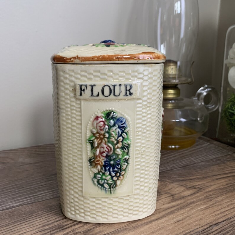 Ceramic Flour Canister Made in Japan Vintage Flour Canister Etsy Canada