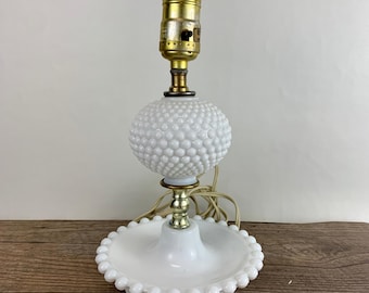 Vintage Milk Glass Table Lamp Hobnail Milk Glass Vintage Home Decor