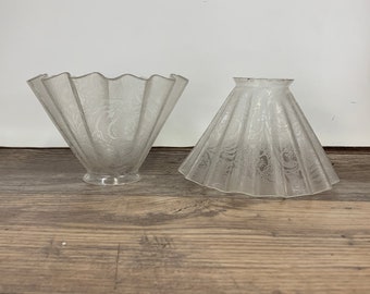 Frosted Glass Lamp Shades with Frosted Floral Pattern