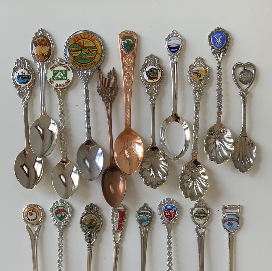 19 Vintage Spoons from Across the USA Collectible Souvenir Etsy