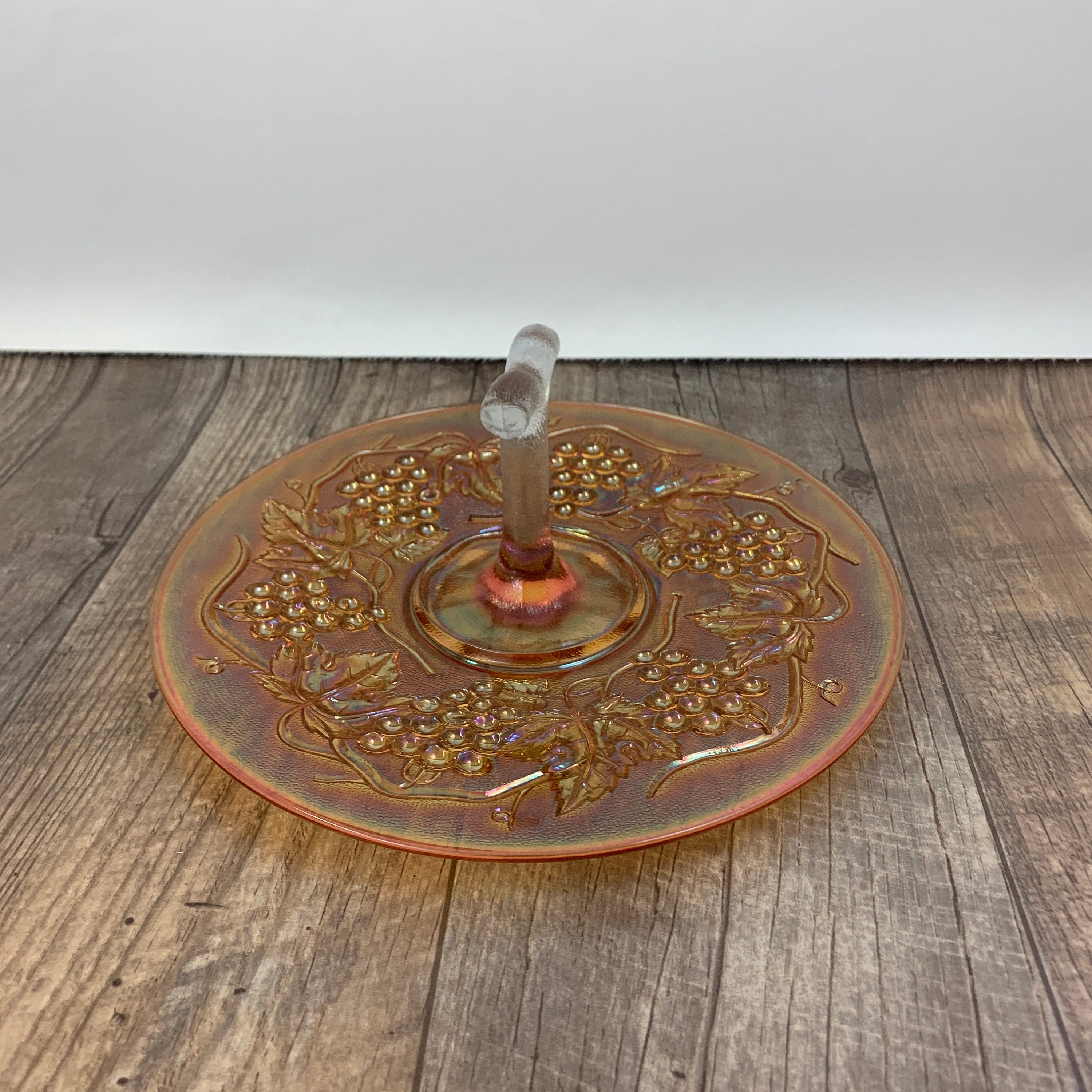 Vintage Carnival Glass Tray With Centre Handle Imperial Grape Etsy Canada