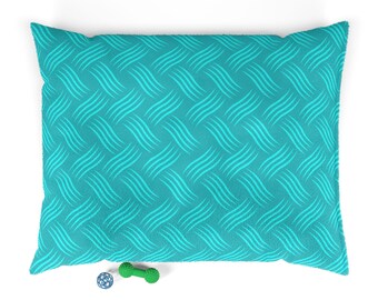 Cama para animais de estimação com linhas curvas azuis