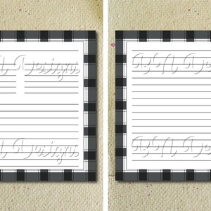 8x8 Downloadable Black and White Plaid Recipe Card