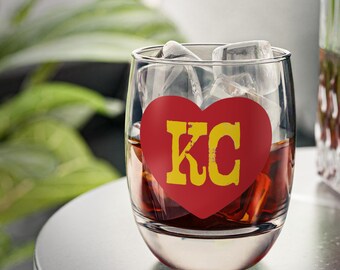 KC Initials Heart Whiskey Glass