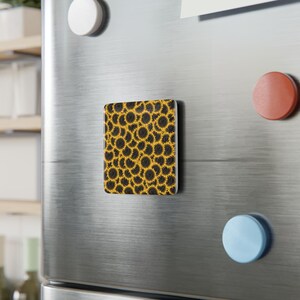 Hand-Drawn Sunflowers Porcelain Magnet, Square