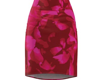 Pink Peony Floral Women's Pencil Skirt