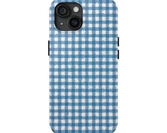 Painted Speckled Blue Perennial Gradient Gingham Pattern Tough Phone Cases