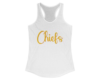 Yellow Chief's Wording-Red Outline Women's Ideal Racerback Tank