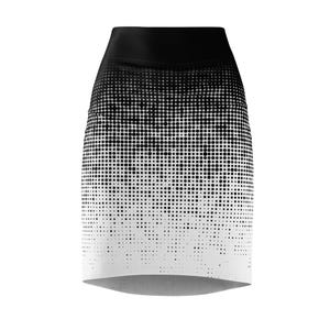 Black Gradient Dots Pattern Women's Pencil Skirt