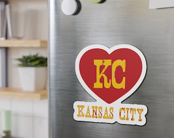 Aimants découpés KC en forme de coeur avec inscription Kansas City