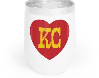 KC Initials Heart Chill Wine Tumbler