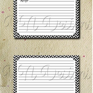 4x6 Downloadable Black and White Herringbone Recipe Card