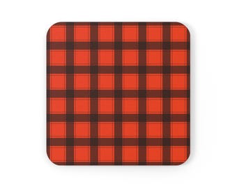 Classic Red Plaid Cork Back Coaster