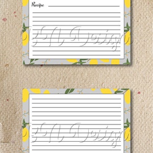 4x6 Downloadable Basic Sunny Lemon Yellow Recipe Card