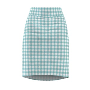 Navy gingham pencil skirt top