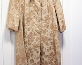 Vintage Evening Coat, Original Phyllis Llewellyn, Gold Roses, Brocade, 3 4 Sleeves, Hollywood, 60s, 50s, Dress Coat or Jacket, Wedding