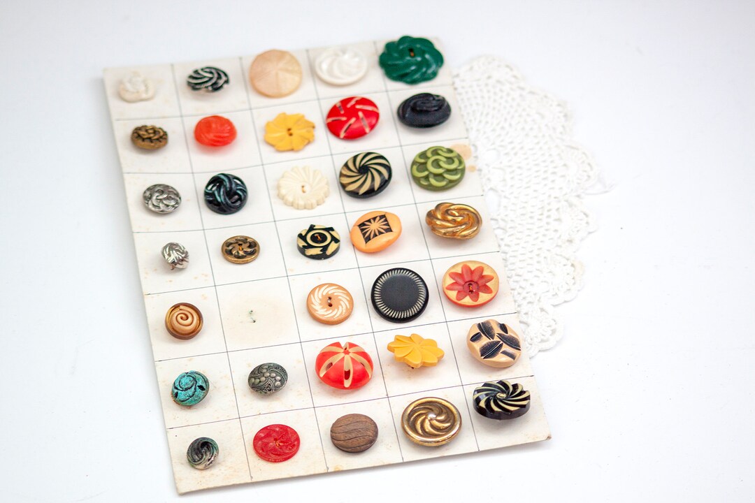 Vintage Salesman Sample Button Card Round Statement Novelty Etsy