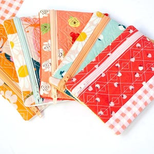 Quilted Zipper Pouch 4x6 – Handmade Mini Pouch, Ruby Star Society & Minki Kim Fabric, Modern Patterns Coin Purse, Small Gift