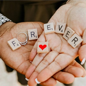 Sale, Engagement Photo Prop, Forever, Photo Prop, Scrabble tiles, Wedding Decor, Love, Scrabble Photo Prop, Save the Date, Mr and mrs, image 2