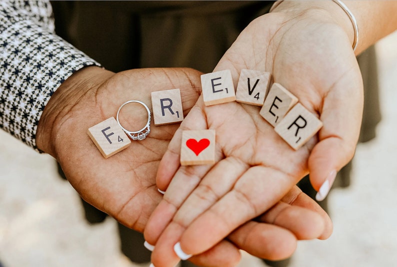 Sale, Engagement Photo Prop, Forever, Photo Prop, Scrabble tiles, Wedding Decor, Love, Scrabble Photo Prop, Save the Date, Mr and mrs, image 2