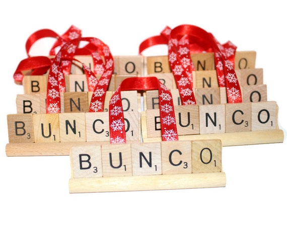 Bunco Gift Set -12 Ornaments, Bunco Gift, Bunco Night, Christmas Ornament, Ornament, Scrabble, Bunco Decor, Christmas, Game Night, Bunco Die