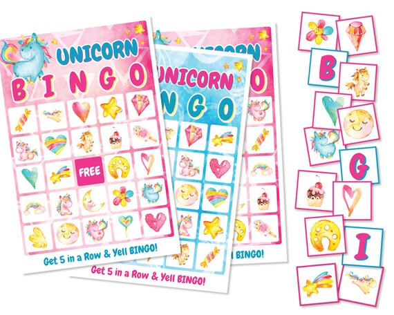 unicorn printable game unicorn bingo game unicorn party etsy
