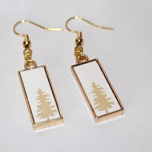 Gold Pine Tree Earrings, Tree Earrings, Gold Forest Earrings, Forest Jewelry, National Park Earrings, Forest Camping Dangle Gift Silver Tree