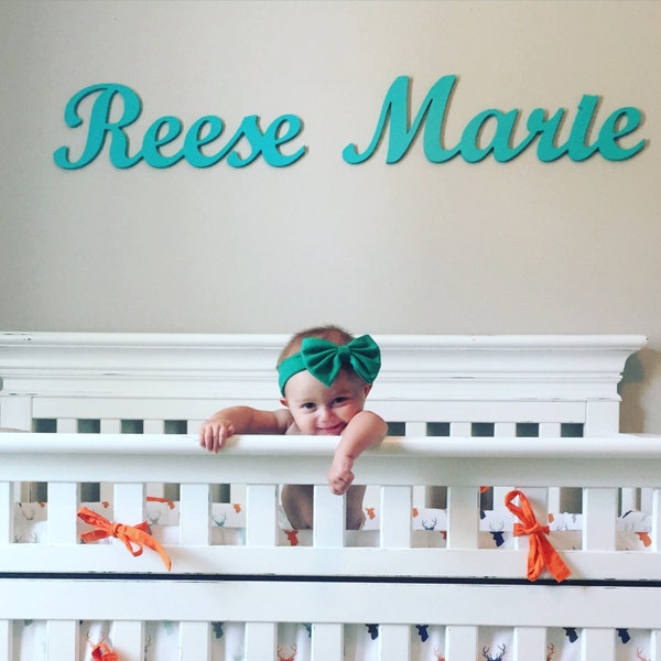 Custom Wooden Name Sign Wall Hanging - Baby Nursery Name Painted Wood Name - Nursery Letters Wall Decor