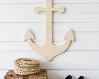 Coastal Charm Anchor Unfinished Wooden Cutout for Crafting, Home & Room Décor nautical Accent, and other DIY projects - Many Sizes Available