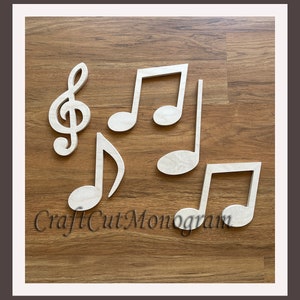 Treble Clef Music Note - Music Notes Silhouettes  Wood Cutouts - Retro Music Gift - Wall Decor Musical Notes