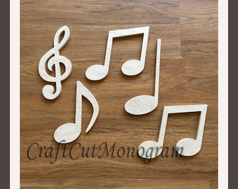 Treble Clef Music Note - Music Notes Silhouettes  Wood Cutouts - Retro Music Gift - Wall Decor Musical Notes