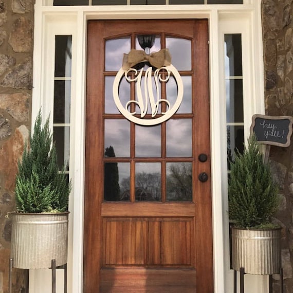 Monogram Door Hanger Monogram Door Wreath Initial Door Etsy