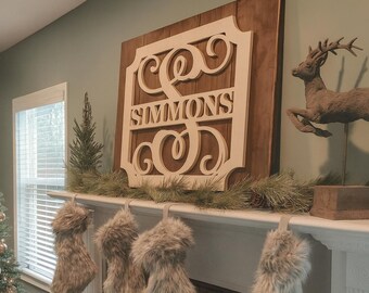 Wooden Monogram - Unpainted Wood Monogram - Family Monogram - Wedding Gift - Housewarming Gift - Personalized Door Hanger - Wooden Name