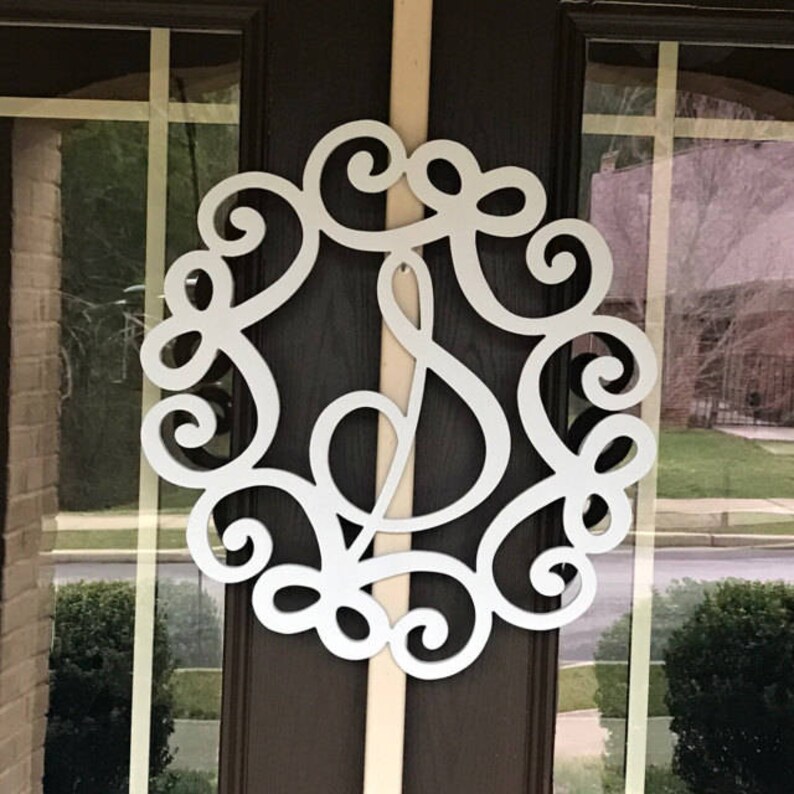Painted Personalized Wood Monogram With Bow Frame Border Wooden Monogram Wooden Letters Wedding Guest Book Door Hanger