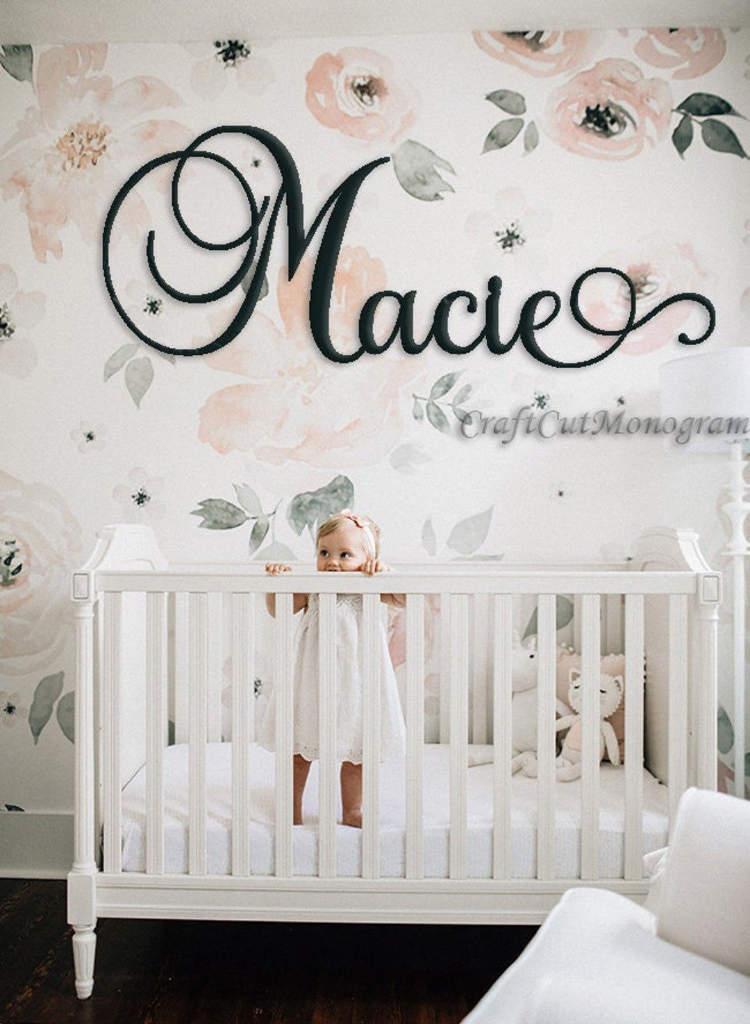Modern Nursery Wood Name Cutout Nursery Decor Wall Hanging Painted Wood ...