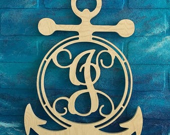 16 to 34 inch Wooden Name Anchor, Nautical Decor, US Navy Graduation Gift, Beach House Decor, Anchor Door Hanger Sign