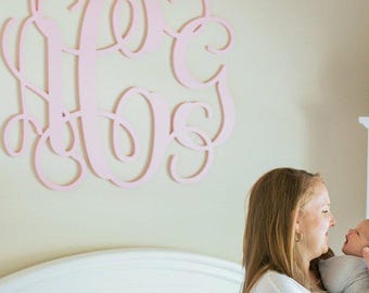 Crib Monogram, Wooden Initials for Nursery, Wooden Monogram Wall Hanging, Crib Wall Hanging, Personalized Nursery Decor