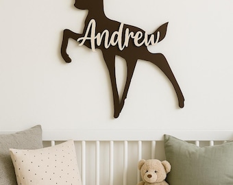 Bambi Party Name Decor- Wood Bambi Cutout Name Sign - Custom Bambi Birthday Sign - Bambi Disney Decor - Baby Nursery Name Decor Bambi Theme