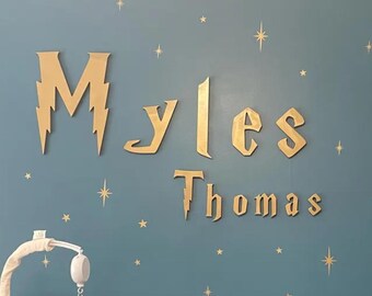 Personalized Magic Wand Name Sign, Welcome Home Bedroom Nursery Toddler Sign, Custom Name Wizard Wall Décor, Wizard Themed, Potter Glasses