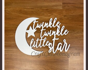 Twinkle Twinkle Little Start Sign Cutout - Bedroom Sign - Nursery Sign Cutout Above Crib - Large Wood Cutout Sign