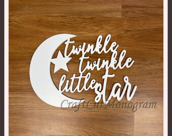 Twinkle Twinkle Little Start Sign Cutout - Bedroom Sign - Nursery Sign Cutout Above Crib - Large Wood Cutout Sign