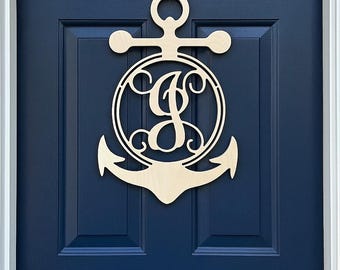 16 to 34 inch Wooden Name Anchor, Nautical Decor, US Navy Graduation Gift, Beach House Decor, Anchor Door Hanger Sign