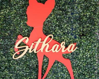 Bambi - Wood Bambi Cutout Name Sign - Custom Bambi Birthday Sign - Bambi Disney Decor - Baby Nursery Name Decor - Wall hanging Sign