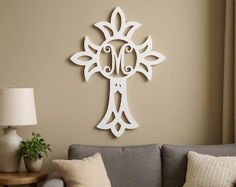 Monogrammed Wood Cross Wall Decor, Christian Decor, Mom Gift