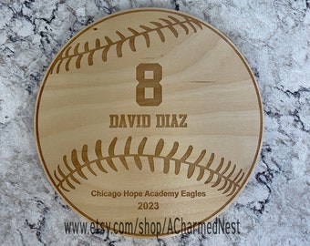 Custom Wood Baseball Plaques Engraved  - Coach's Baseball/Softball Plaque - Personalized Graduation Gift Baseball Players