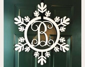 Wooden Snowflake Monogram, Wood Painted Monogram, Christmas decoration, Winter Wreath, Door Hanger, Wooden Initials, Wood Letters