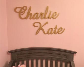 First and Middle Name Cutout - Two Names - Large Name Sign - Custom Name - Gold - Wall Hanging - Wall Letters for Nursery - Above Crib Decor