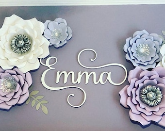 Emma Wood Name Sign for Nursery Wall Hanging - Custom Name for Above Crib Decor  Nursery Wall Art Name Personalized Calligraphy Font Bedroom